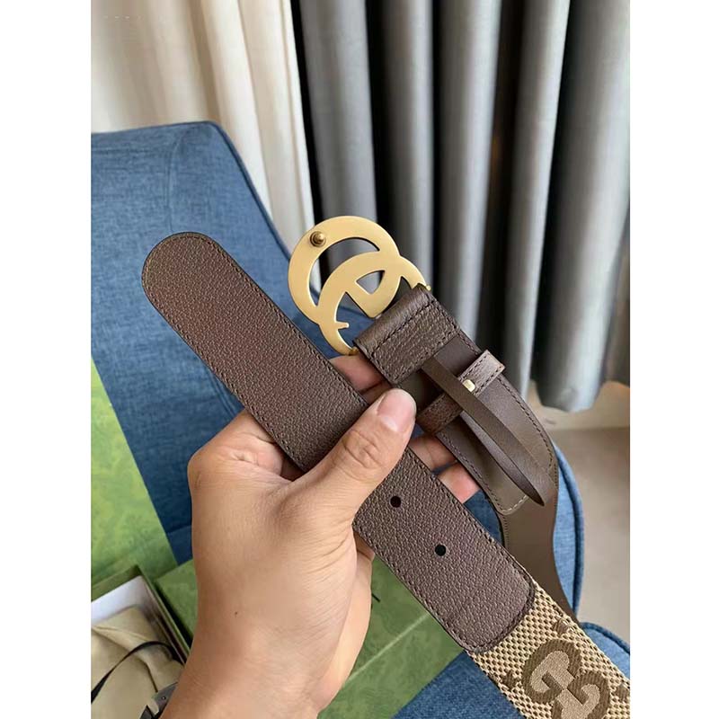 G*u*i unisex jumbo gg canvas marmont wide belt double g buckle 4 cm width