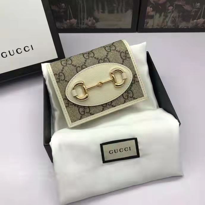 G*u*i gg unisex 1955 horsebit card case wallet beige ebony gg supreme canvas