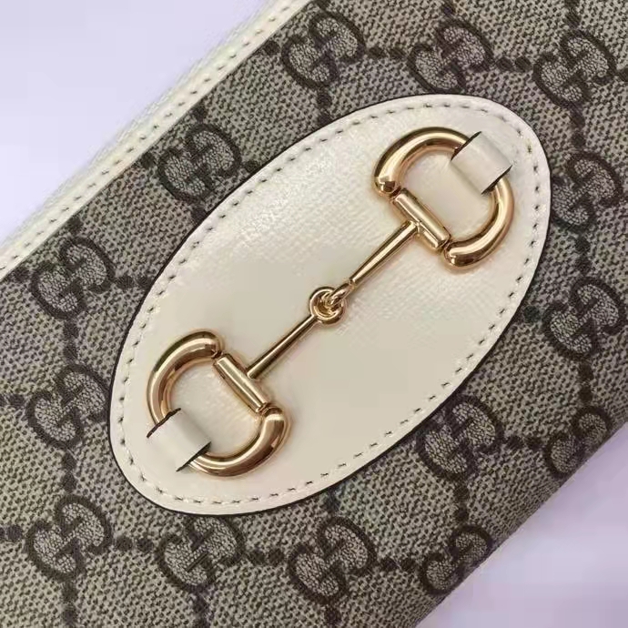 G*u*i unisex 1955 horsebit zip around wallet beige ebony gg supreme canvas