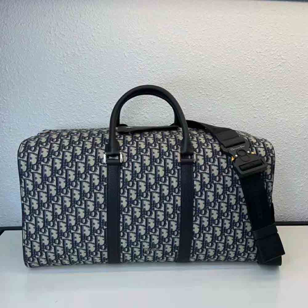 Dior Unisex Lingot 50 Bag Beige Black Dior Oblique Jacquard