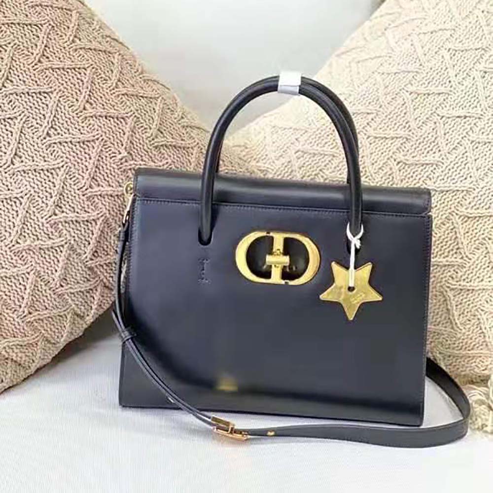 Dior Women Large ST Honore Tote Black Box Calfskin