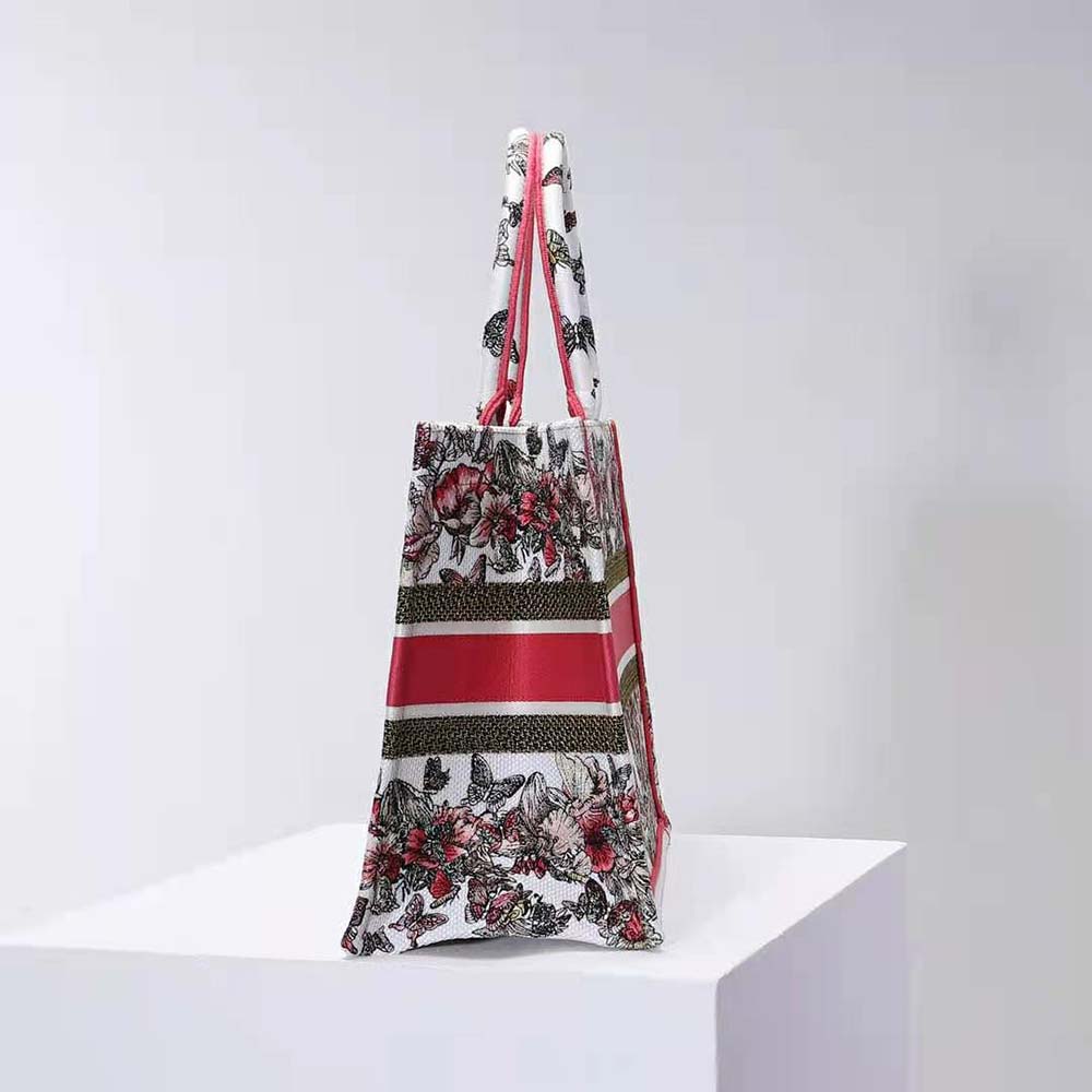Dior Women Medium Dior Book Tote Multicolor Butterfly Embroidery