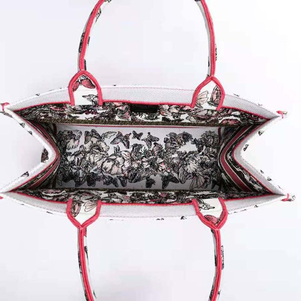 Dior Women Medium Dior Book Tote Multicolor Butterfly Embroidery