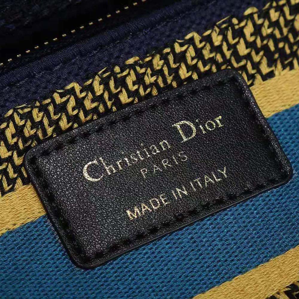 Dior Women Medium Lady D-lite Bag Latte Multicolor Dior Constellation Embroidery-Blue