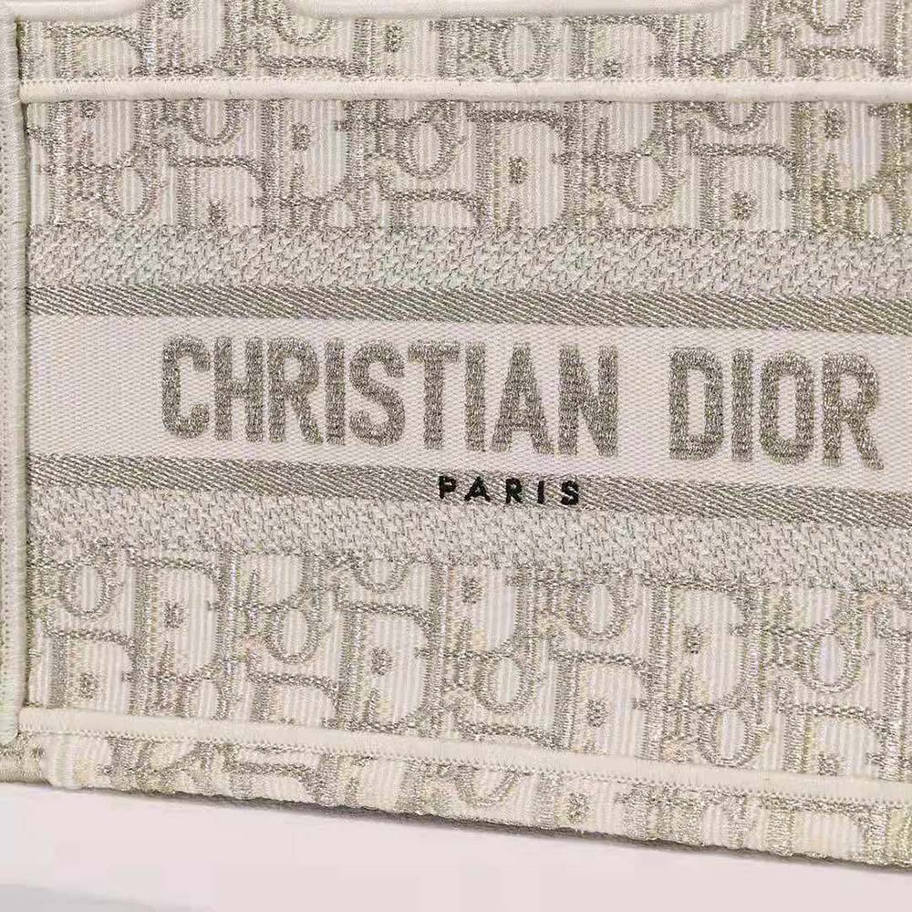 Dior Women Mini Dior Book Tote Gold-Tone Dior Oblique Embroidery