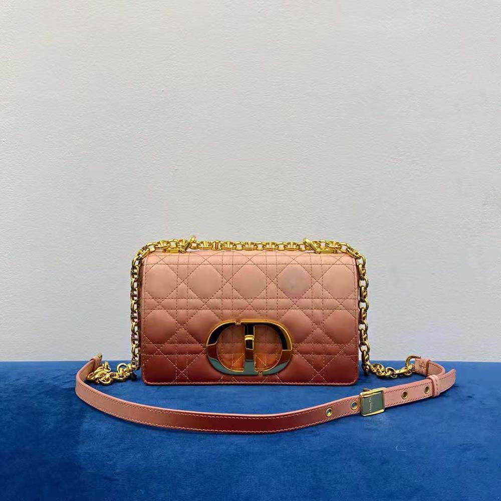 Dior Women Small Dior Caro Bag Pink Gradient Cannage Lambskin