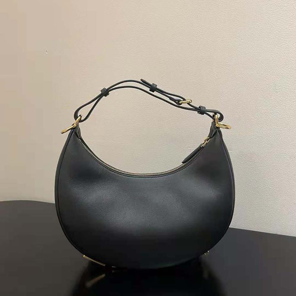 Fendi Women Fendigraphy Small Black Leather Bag-Black