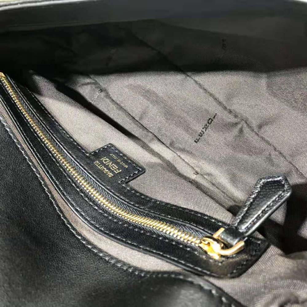Fendi Women Iconic Medium Baguette Black Leather Bag