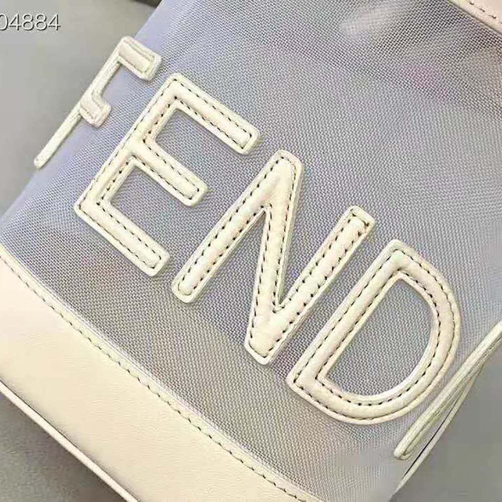 Fendi Women Mon Tresor Leather and Mesh Mini-Bag-White