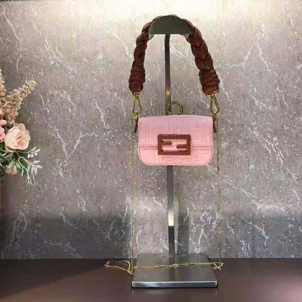 Fendi Women Nano Baguette Charm Lilac Nylon