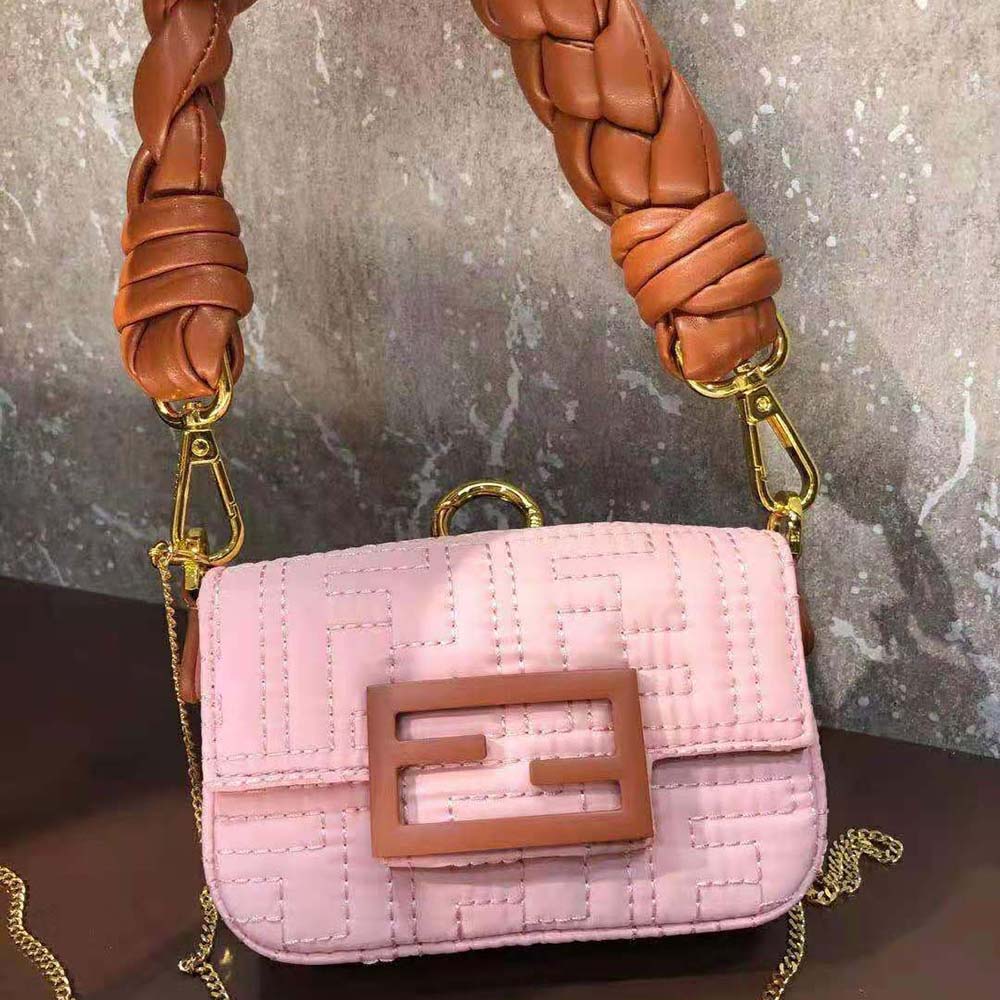 Fendi Women Nano Baguette Charm Lilac Nylon