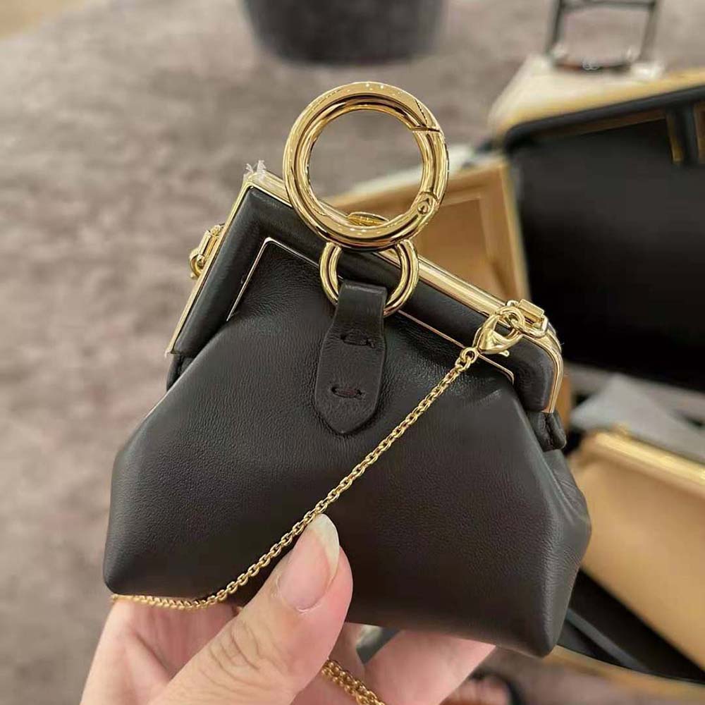 Fendi Women Nano Fendi First Charm Nappa Leather-Black