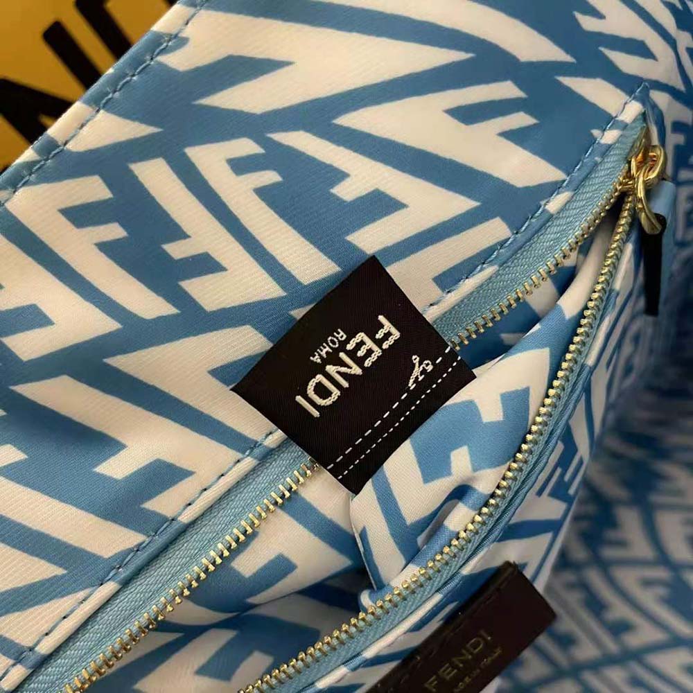 Fendi Unisex Shopper Blue Glazed Canvas Bag