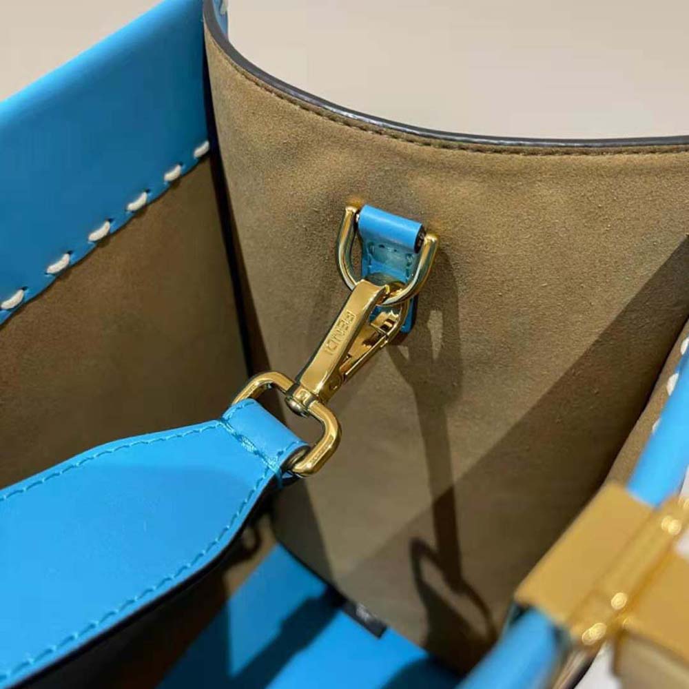 Fendi Women Sunshine Medium Leather Shopper-Blue