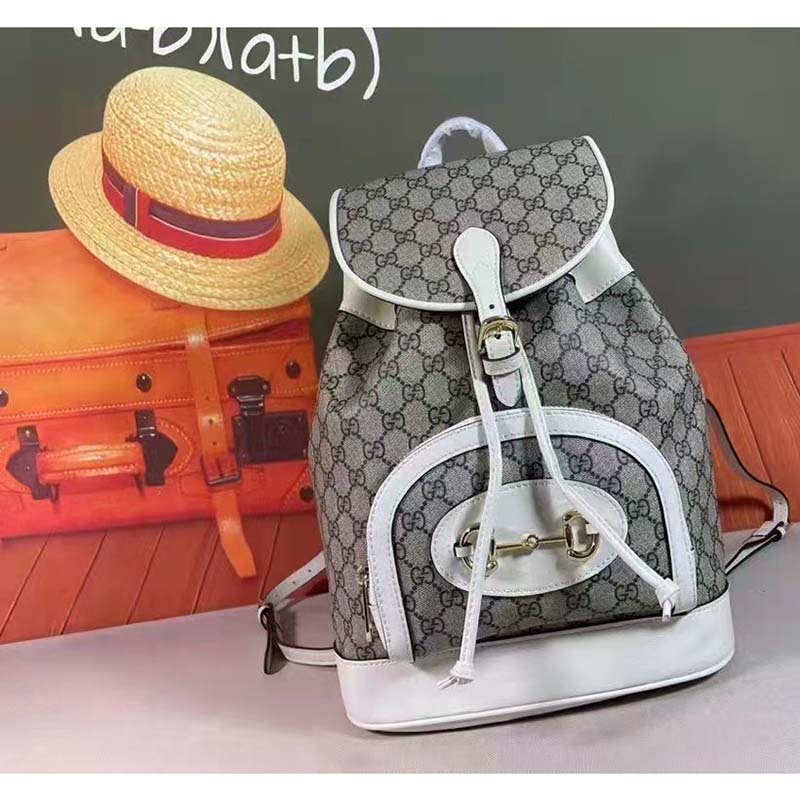 G*u*i gg unisex G*u*i 1955 horsebit backpack white/ebony supreme canvas