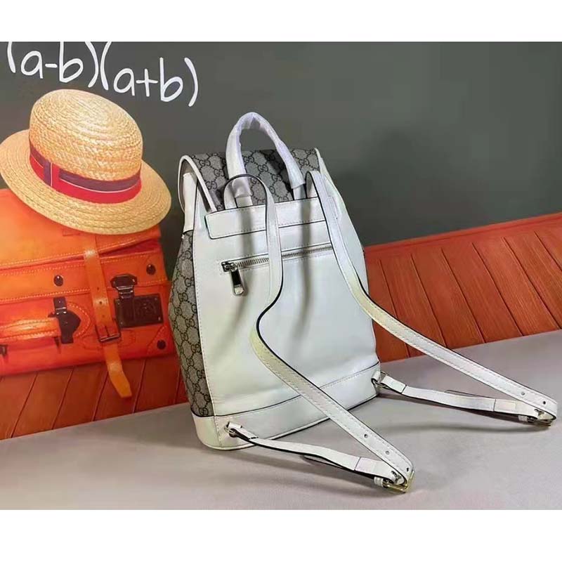 G*u*i gg unisex G*u*i 1955 horsebit backpack white/ebony supreme canvas