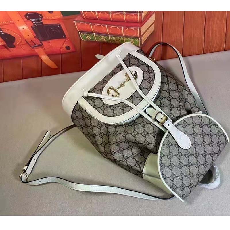 G*u*i gg unisex G*u*i 1955 horsebit backpack white/ebony supreme canvas