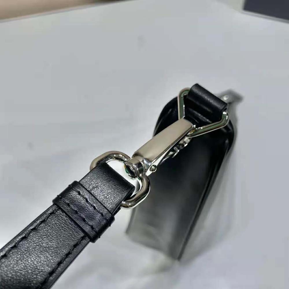 Prada Women Leather Triangle Leather Pouch-Black
