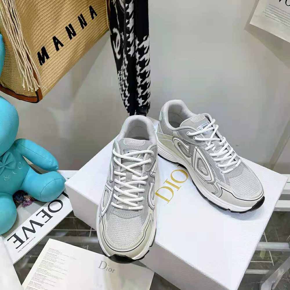 Dior Men B30 Sneaker Olive Mesh and Cream Technical Fabric