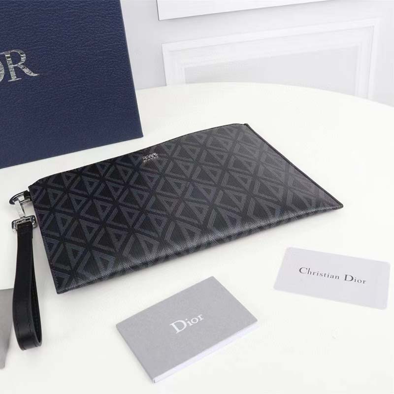 dior unisex a5 pouch black cd Di*m*nd canvas smooth calfskin