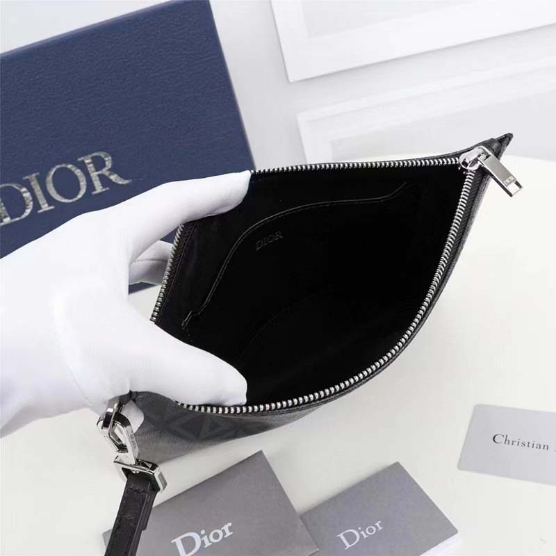 dior unisex a5 pouch black cd Di*m*nd canvas smooth calfskin