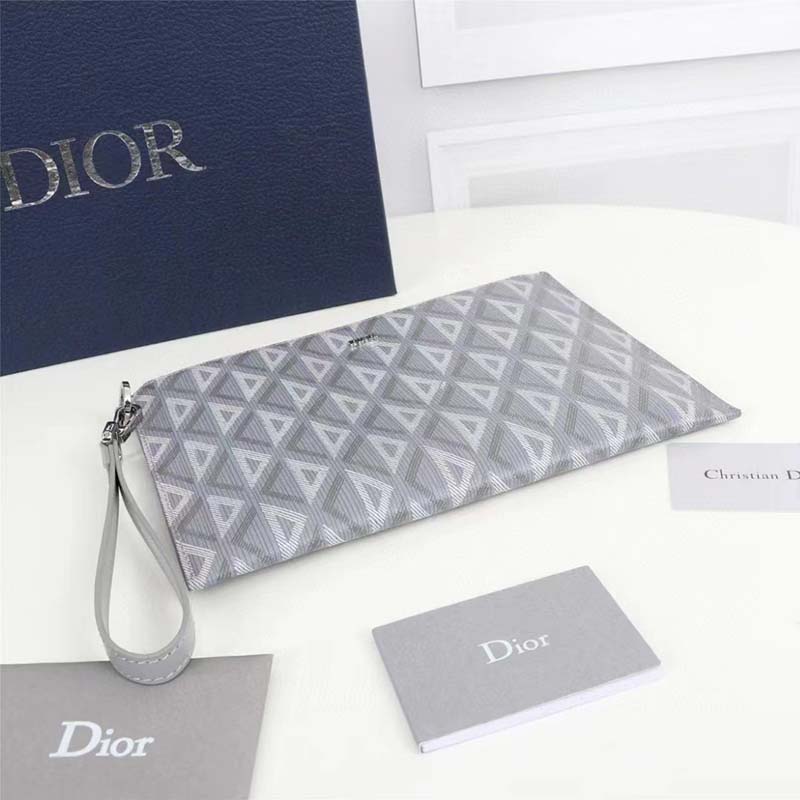 dior unisex a5 pouch gray cd Di*m*nd canvas smooth calfskin