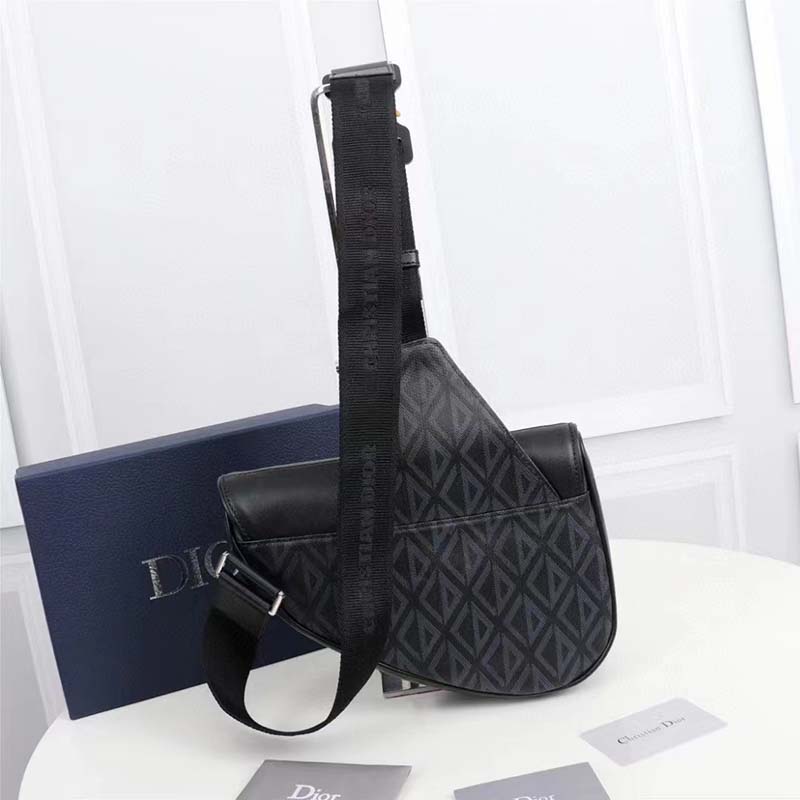 dior unisex cd mini saddle bag black cd Di*m*nd canvas smooth calfskin