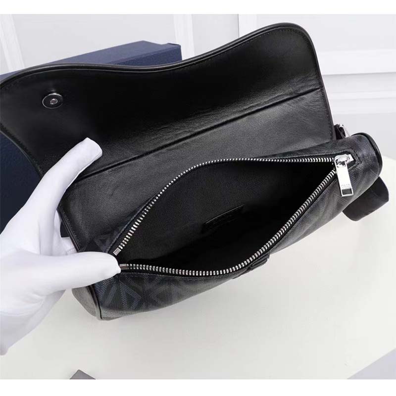 dior unisex cd mini saddle bag black cd Di*m*nd canvas smooth calfskin