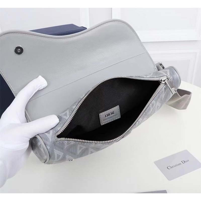 dior unisex cd mini saddle bag gray cd Di*m*nd canvas smooth calfskin