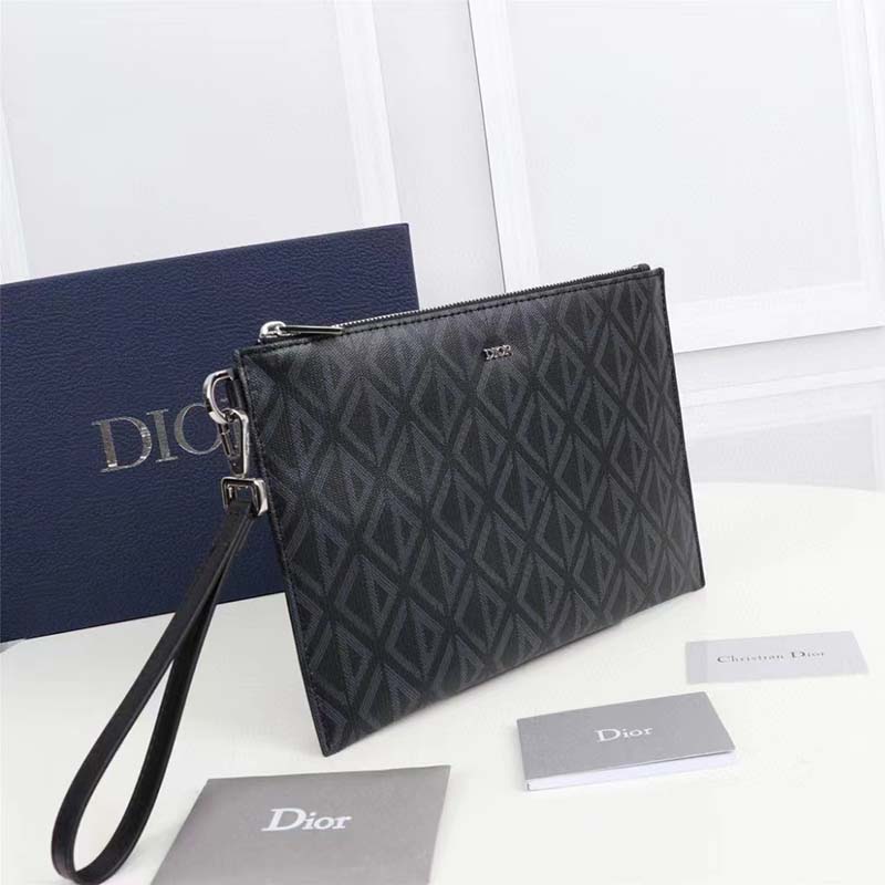 dior unisex cd pouch black cd Di*m*nd canvas dior signature