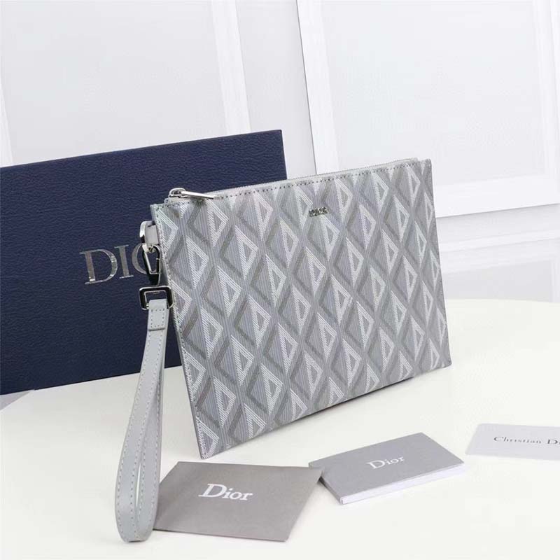 dior unisex cd pouch gray cd Di*m*nd canvas dior signature