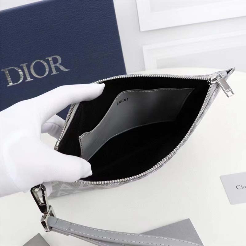 dior unisex cd pouch gray cd Di*m*nd canvas dior signature