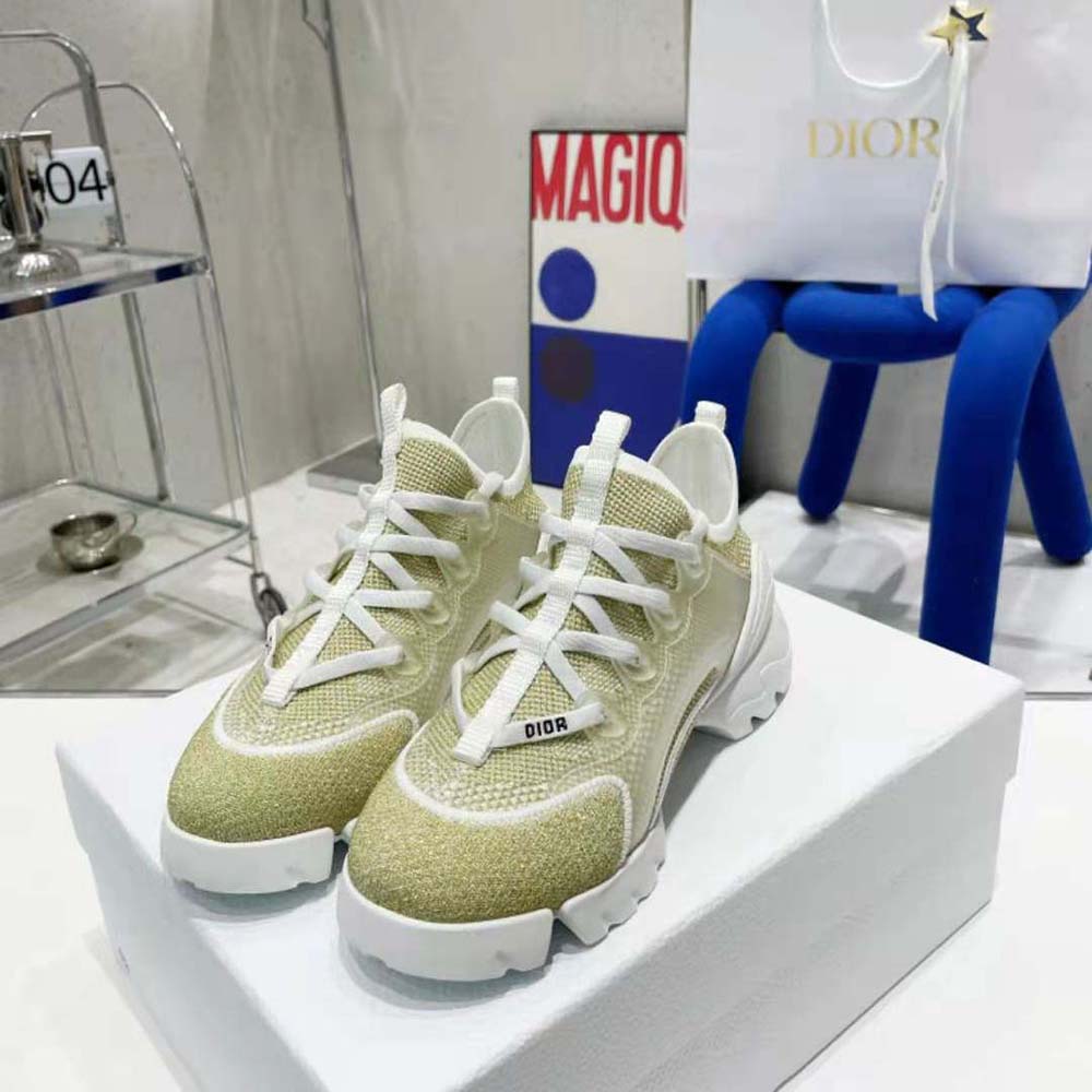 Dior Women D-Connect Sneaker Gold-Tone Laminated Mesh