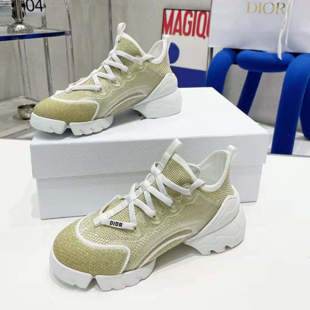 Dior Women D-Connect Sneaker Gold-Tone Laminated Mesh