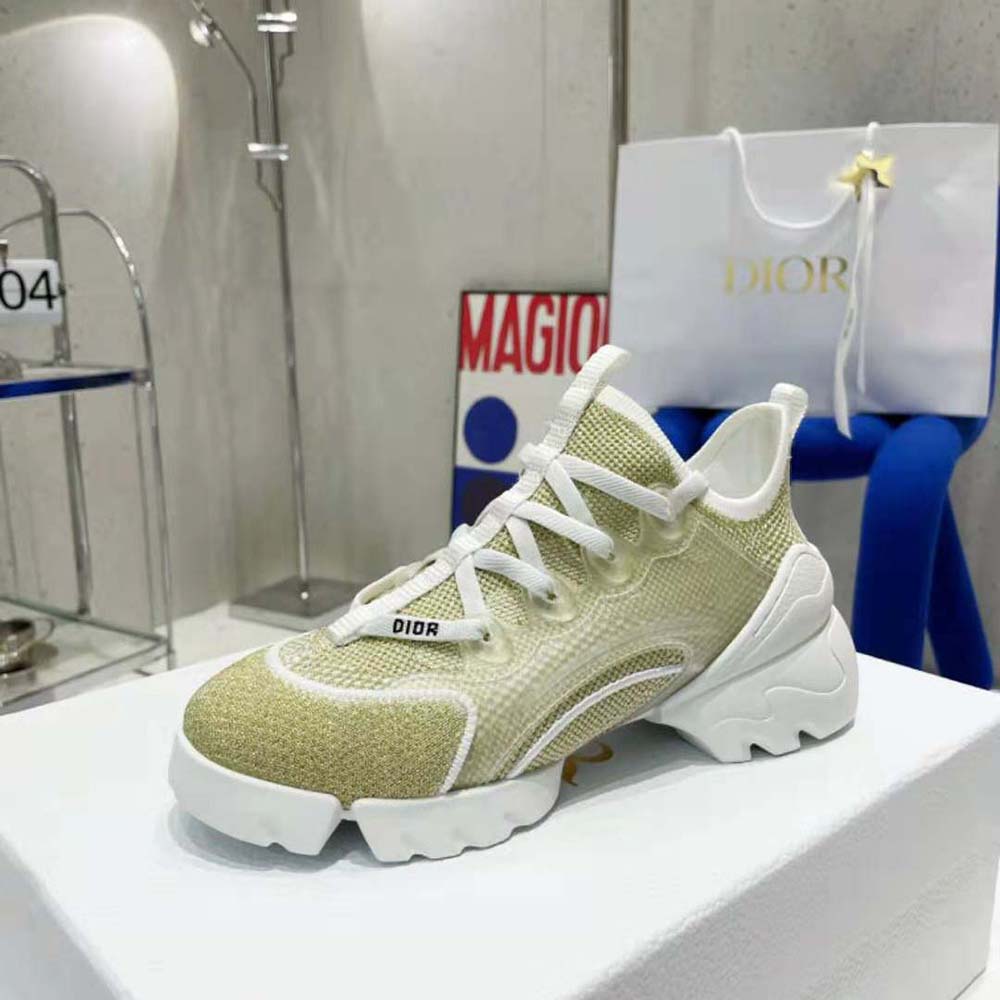 Dior Women D-Connect Sneaker Gold-Tone Laminated Mesh