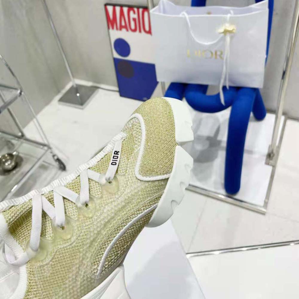 Dior Women D-Connect Sneaker Gold-Tone Laminated Mesh