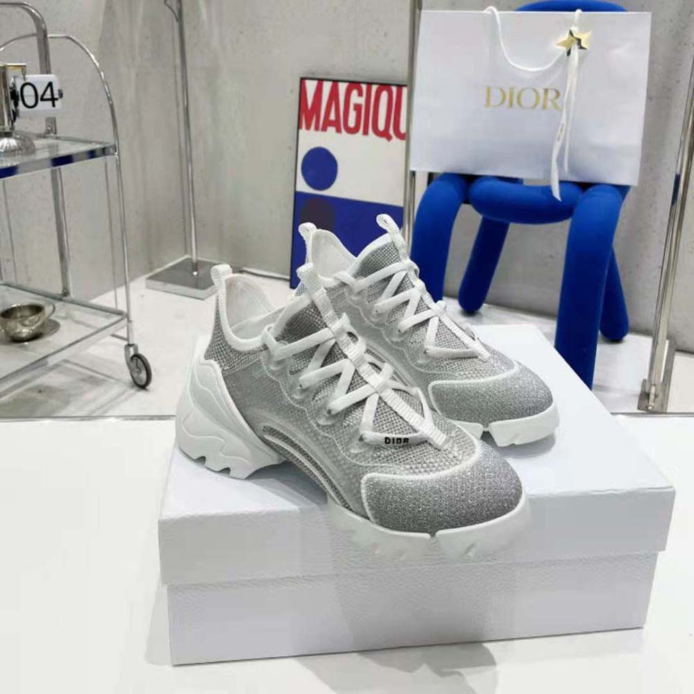 Dior Women D-Connect Sneaker Silver-Tone Laminated Mesh
