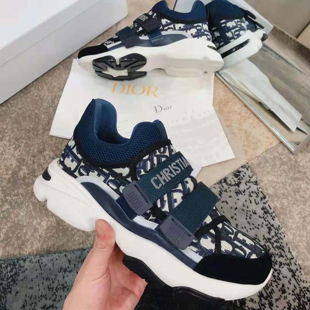 Dior Women D-Wander Sneaker Deep Blue Dior Oblique Technical Fabric
