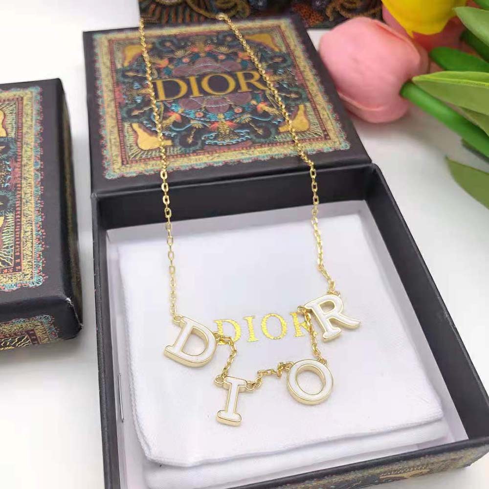 Dior Women Dio(r)evolution Necklace Gold-Finish Metal and White Lacquer