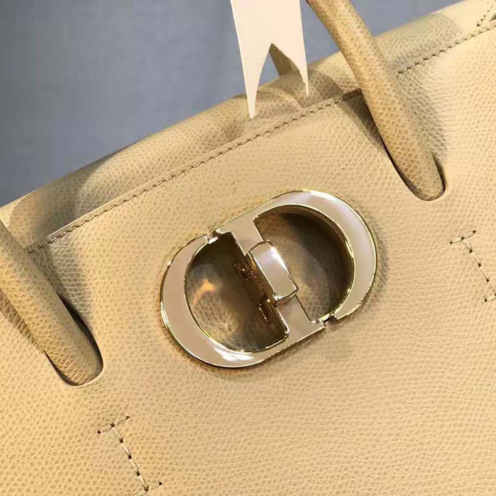 Dior Women Medium ST Honore Tote Latte Grained Calfskin-Sandy