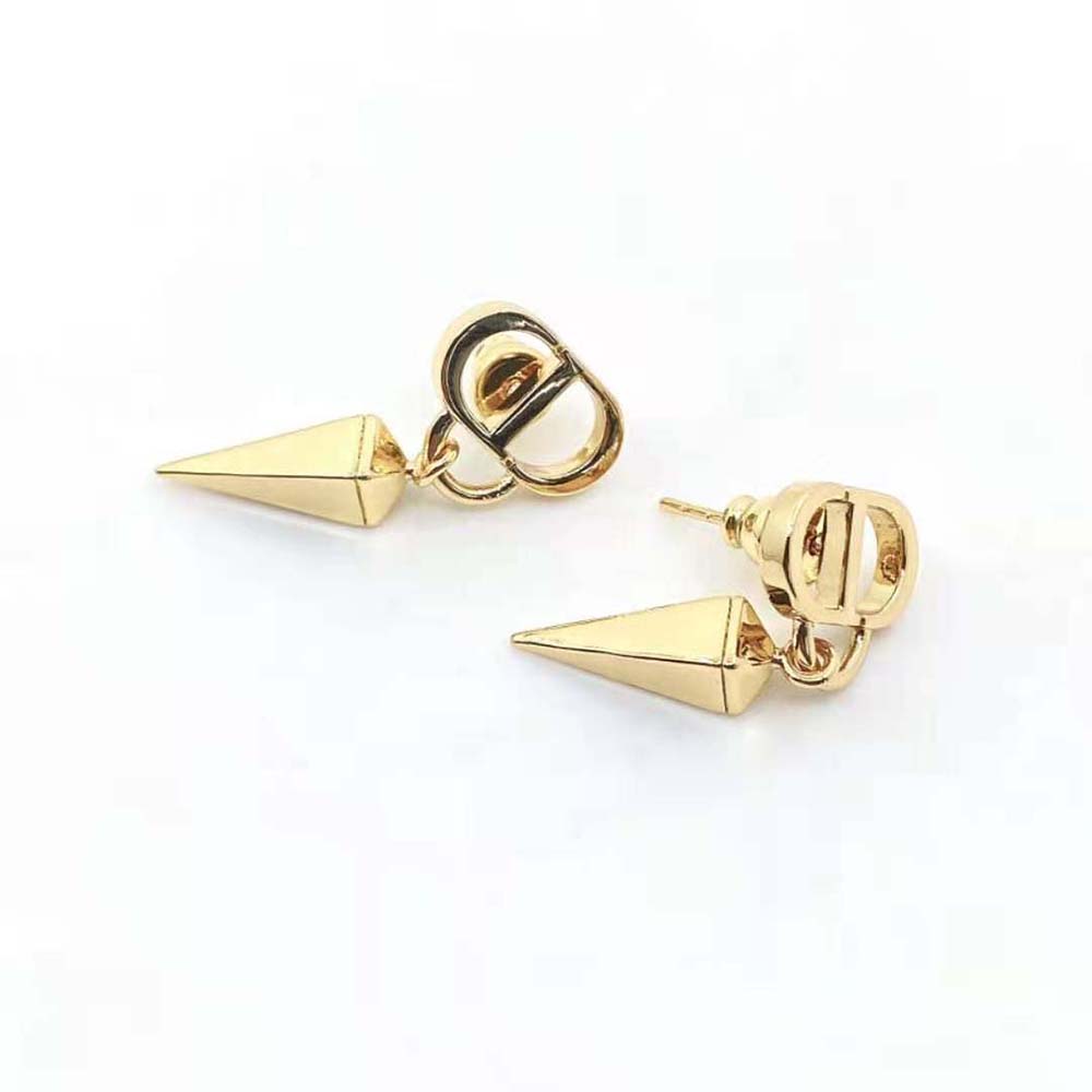Dior Women Petit CD Earrings Gold-Finish Metal