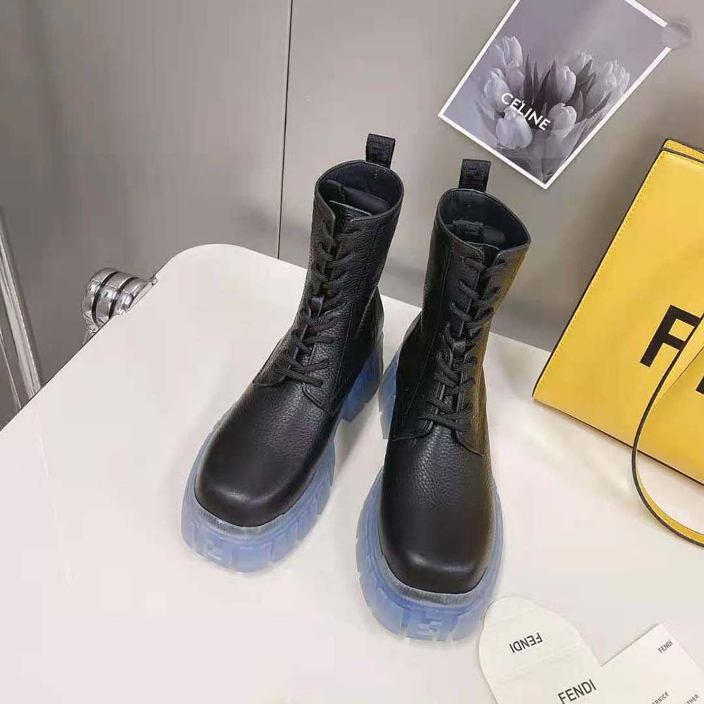 Fendi Women Force Black Leather Ankle Boots