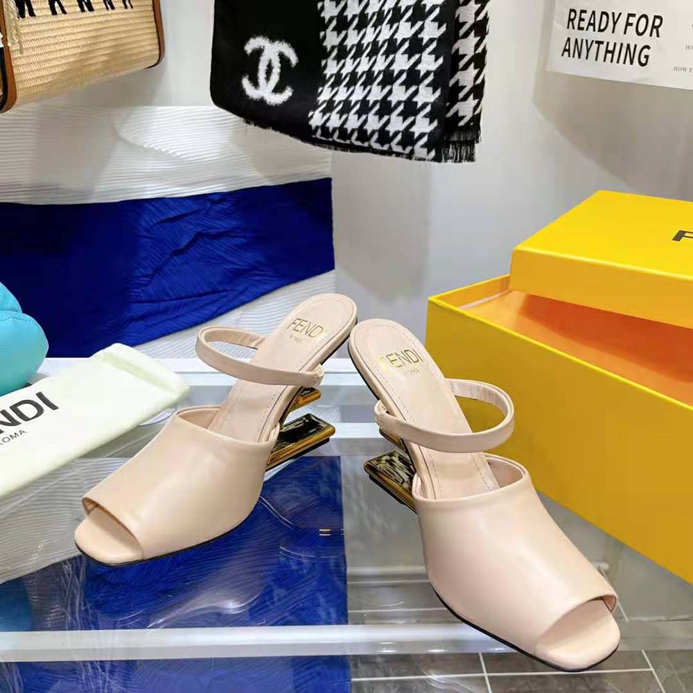 Fendi Women First Pink Leather High-Heeled Sandals