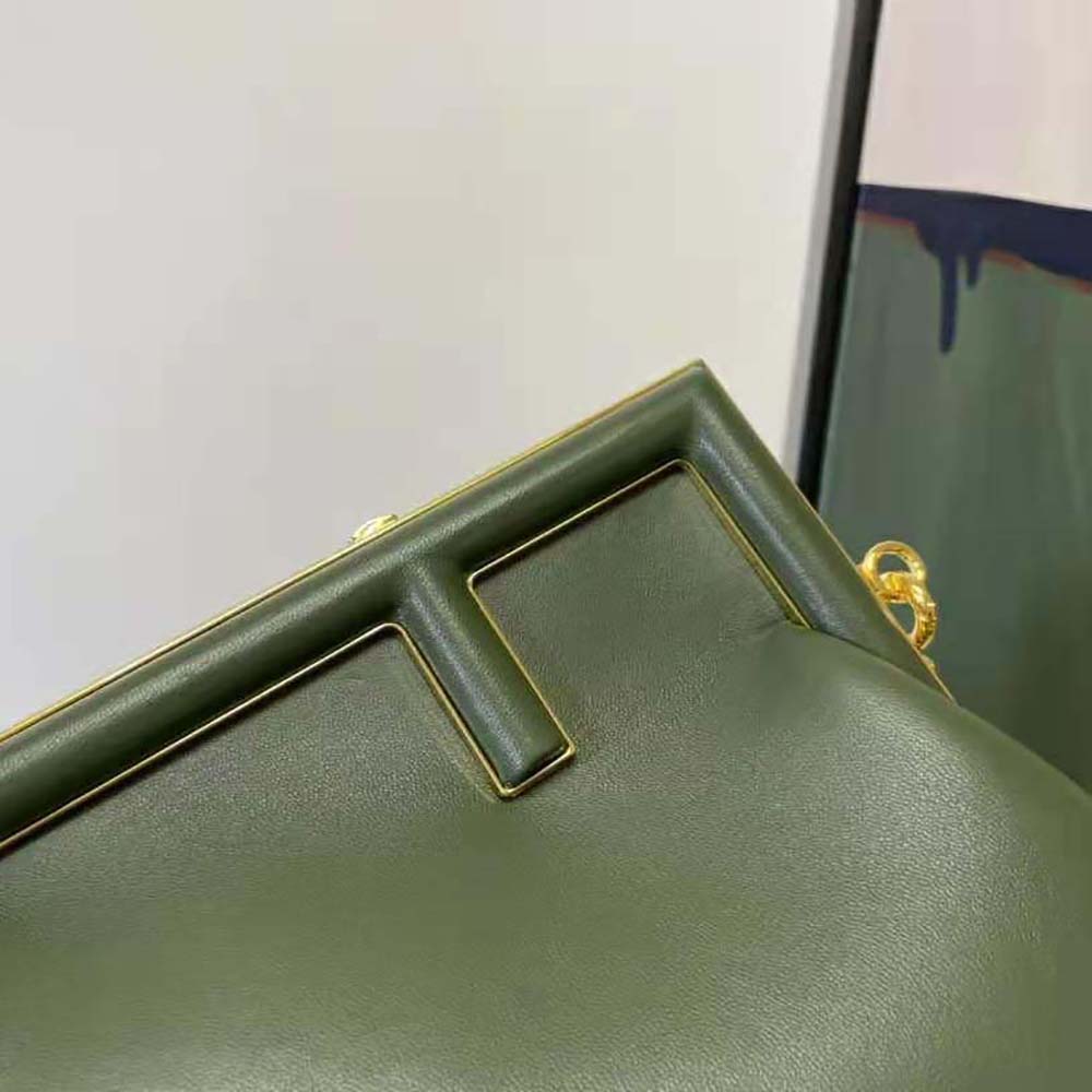 Fendi Women First Small Dark Green Leather Bag