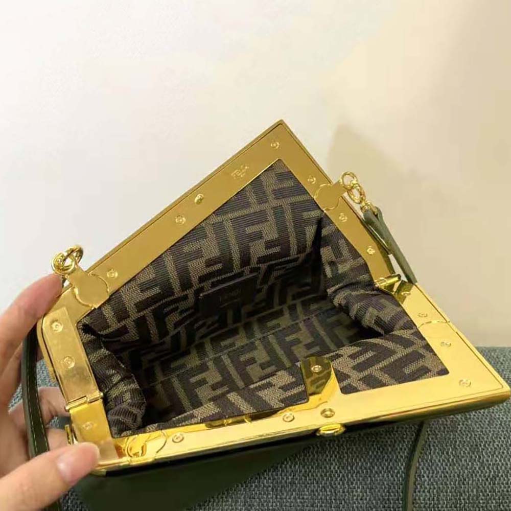 Fendi Women First Small Dark Green Leather Bag