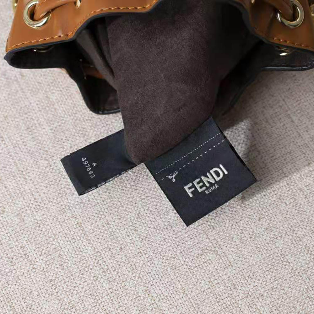 Fendi Women Mon Tresor Leather Mini Bag-Brown