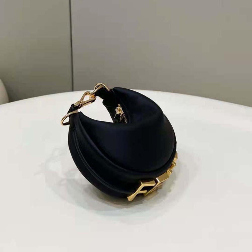 Fendi Women Nano Fendigraphy Black Leather Charm