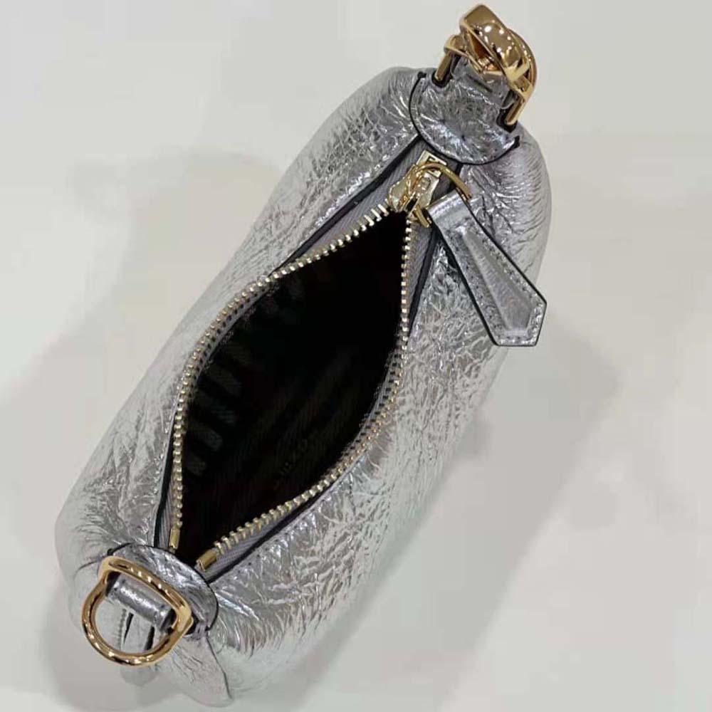 Fendi Women Nano Fendigraphy Silver Leather Charm