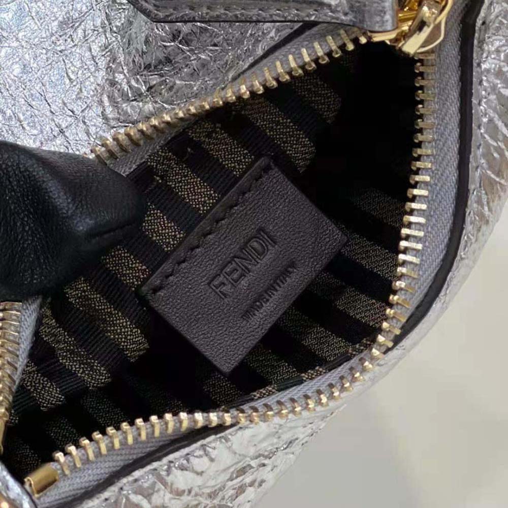 Fendi Women Nano Fendigraphy Silver Leather Charm