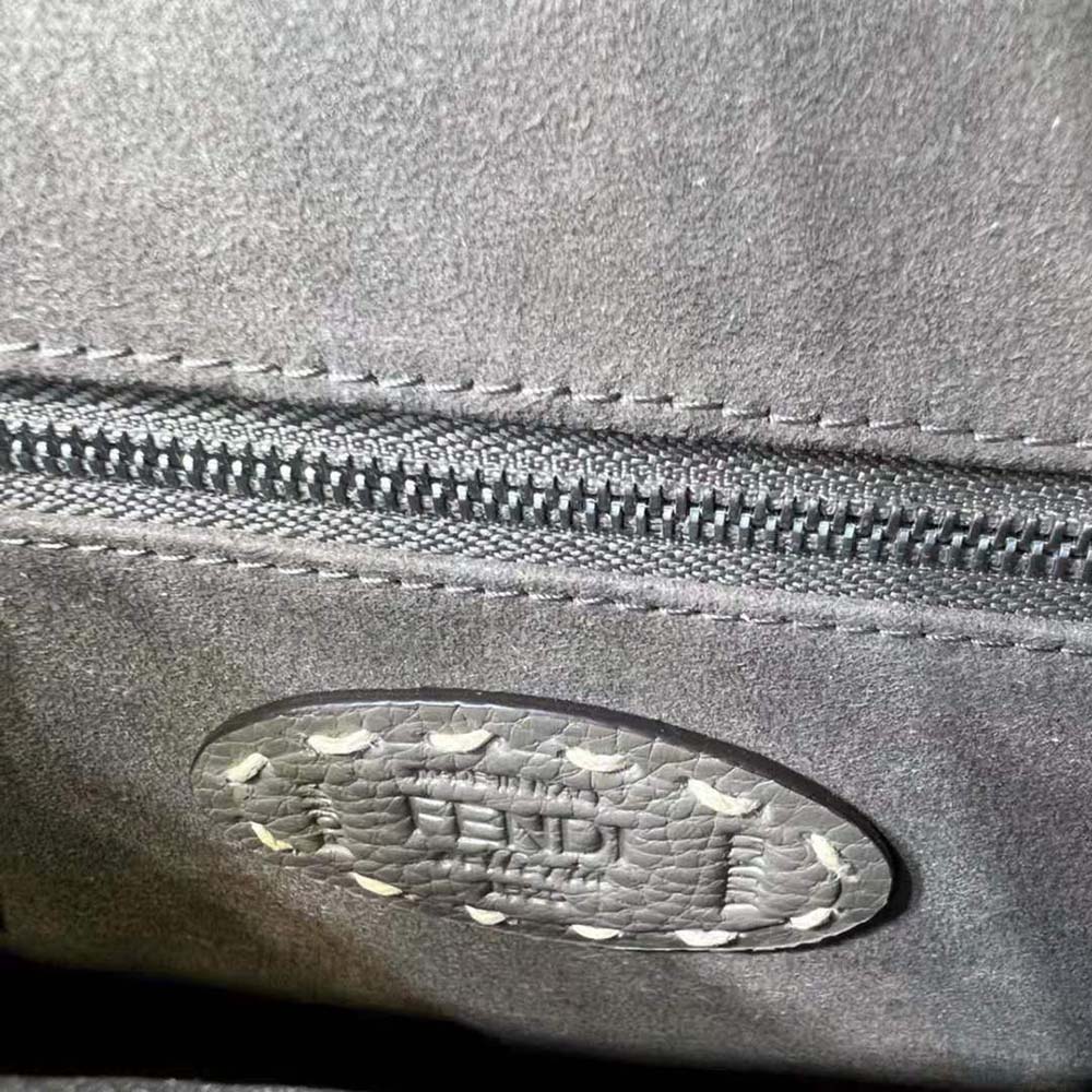Fendi Women Peekaboo Iconic Mini Full Grain Leather Bag-Brown